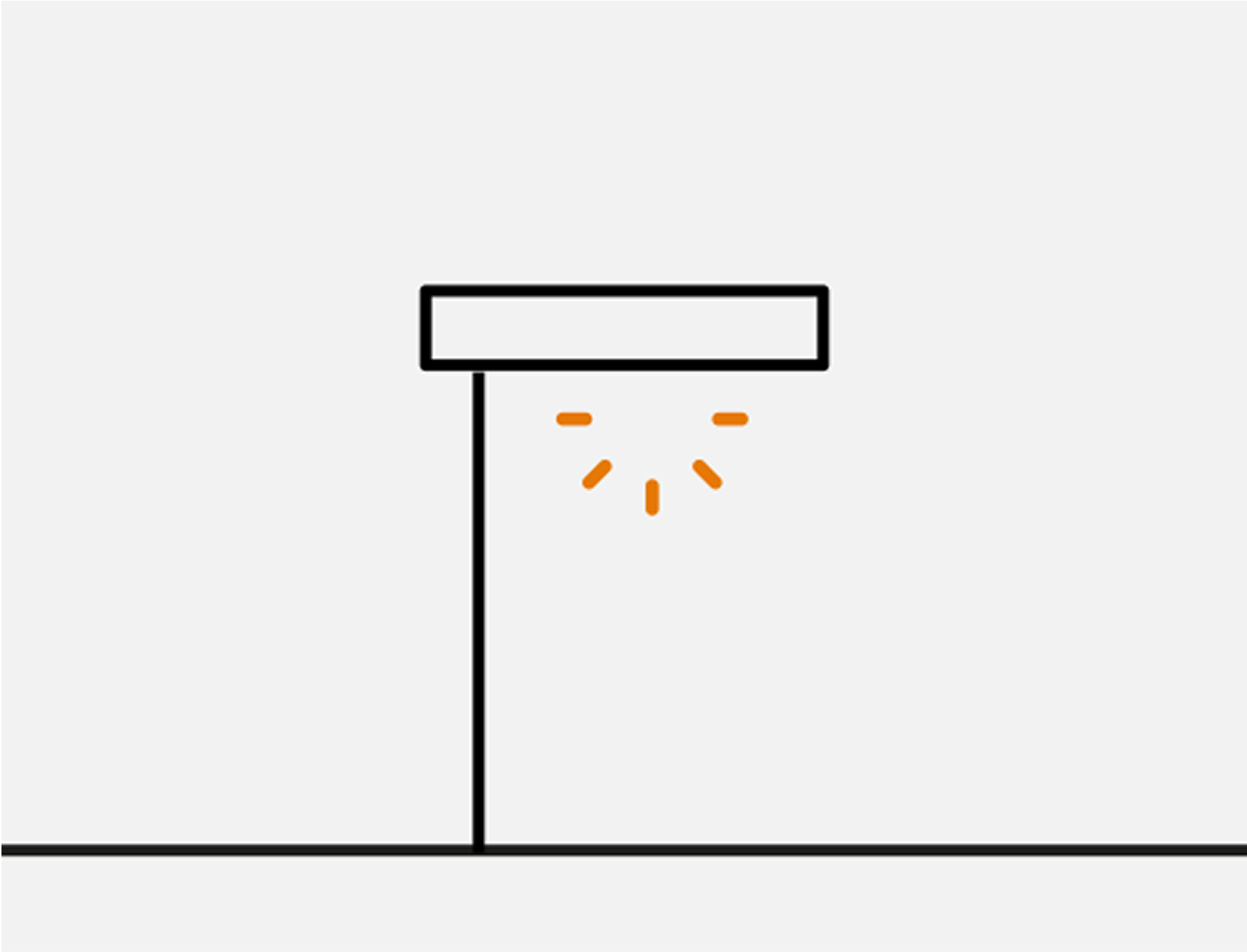 Icône représentant un luminaire de rue émettant des faisceaux lumineux depuis sa tête, symbolisant la fourniture et la configuration des luminaires ainsi que du système Eco Step Dim® Motion de WE-EF pour des projets d’éclairage intelligent.